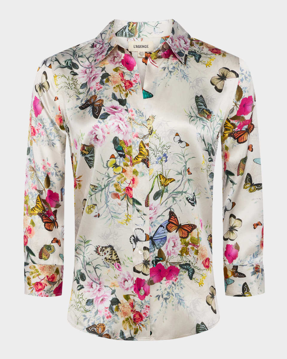 Dani Silk Button-Front Blous